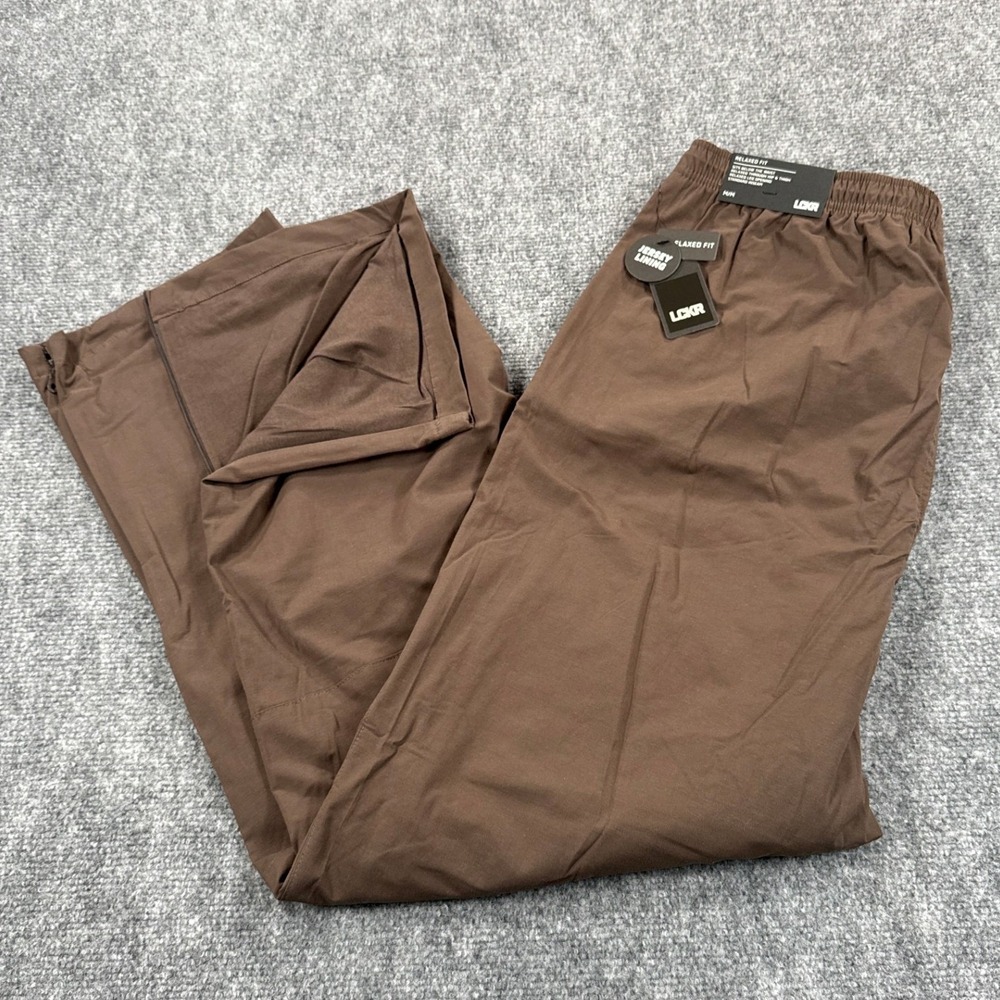 LCKR Men's Medium Brown Jersey Lined Athletic Jogger Zip Hem Track Pants NWT